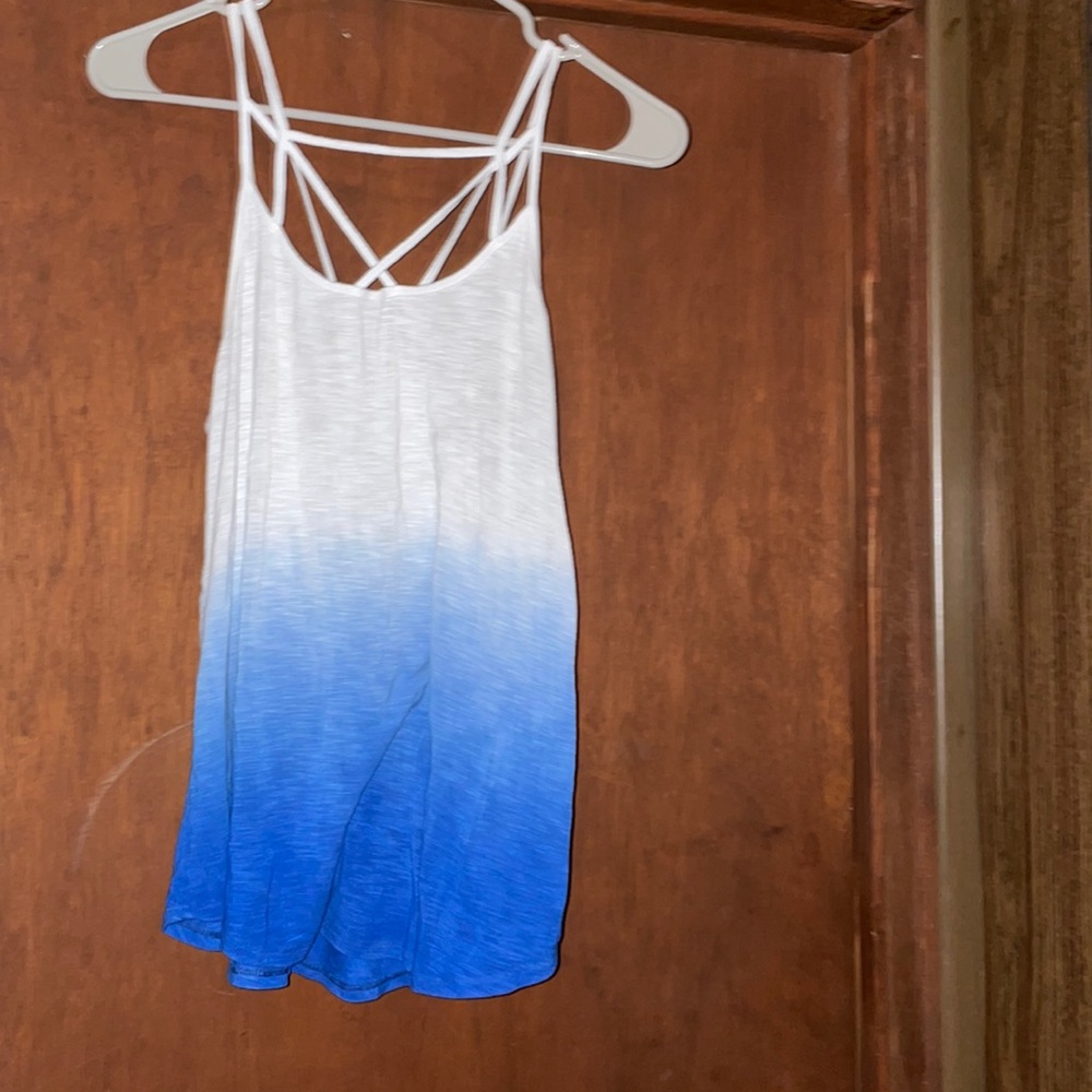 White and blue criss cross tank from American Eagle.